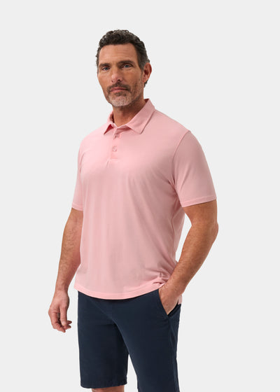 Men's Pique Cotton Polo Shirt in Pale Pink