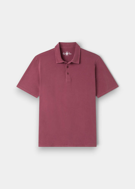 Tutbury Faded Dye Polo Shirt In Claret