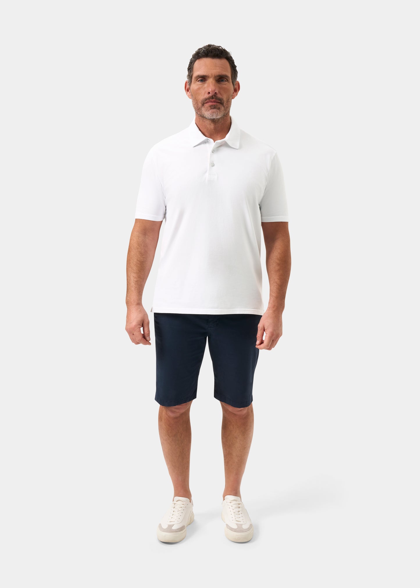 Men's Pique Cotton Polo Shirt in White
