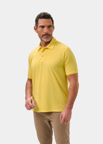 Men's Pique Cotton Polo Shirt in Yellow