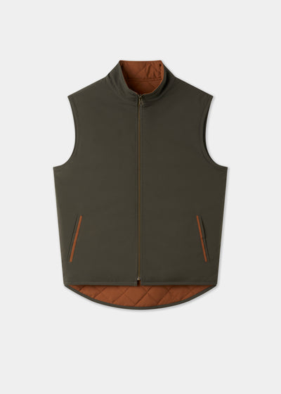 Men's Polyester Reversible Gilet in Green and Orange