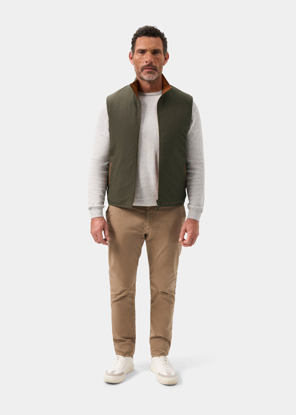 Men's Polyester Reversible Gilet in Green and Orange