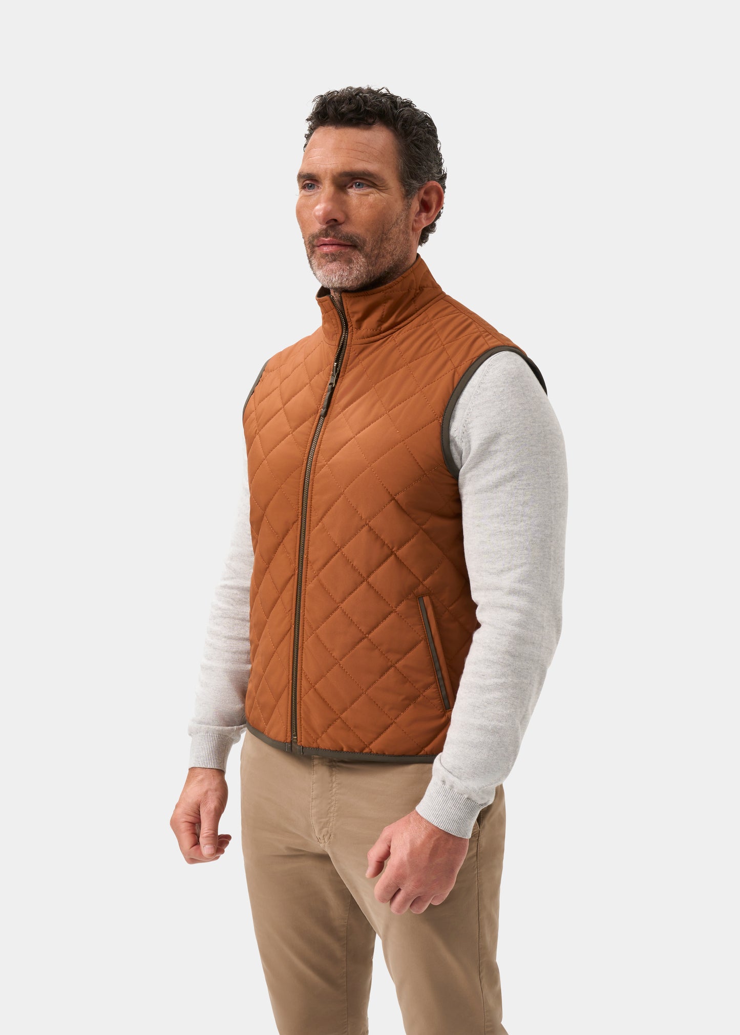 Men's Polyester Reversible Gilet in Green and Orange