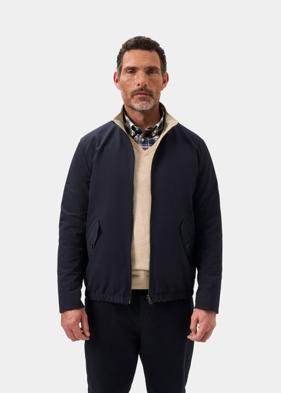 Men's Polyester Reversible Bomber Jacket in Beige & Navy