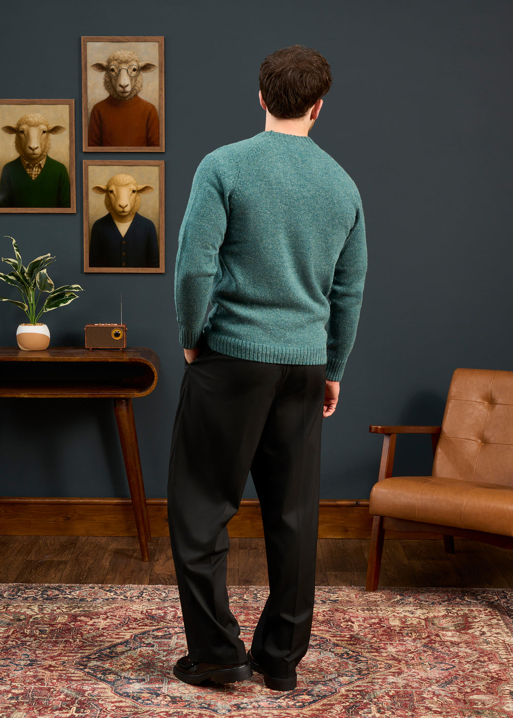 Mens-Shetland-Cardigan-Green