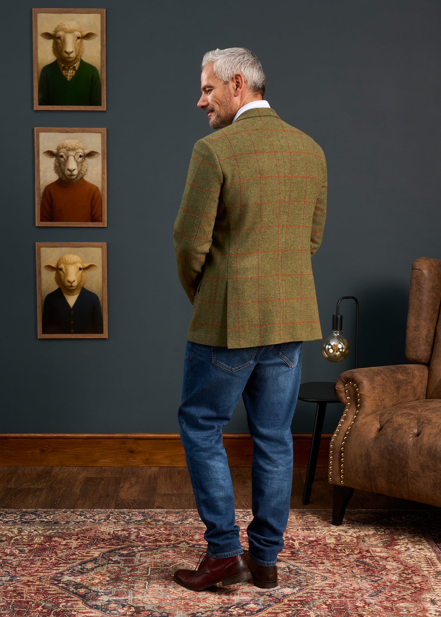Mens-Tweed-Blazer-Green-Red-Check-Combrook