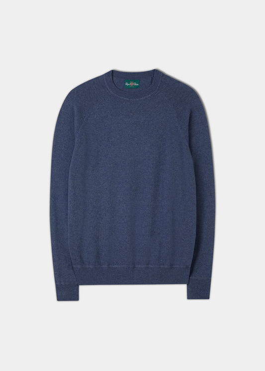 Saddington bomullsmerinotröja med rund hals i jeans