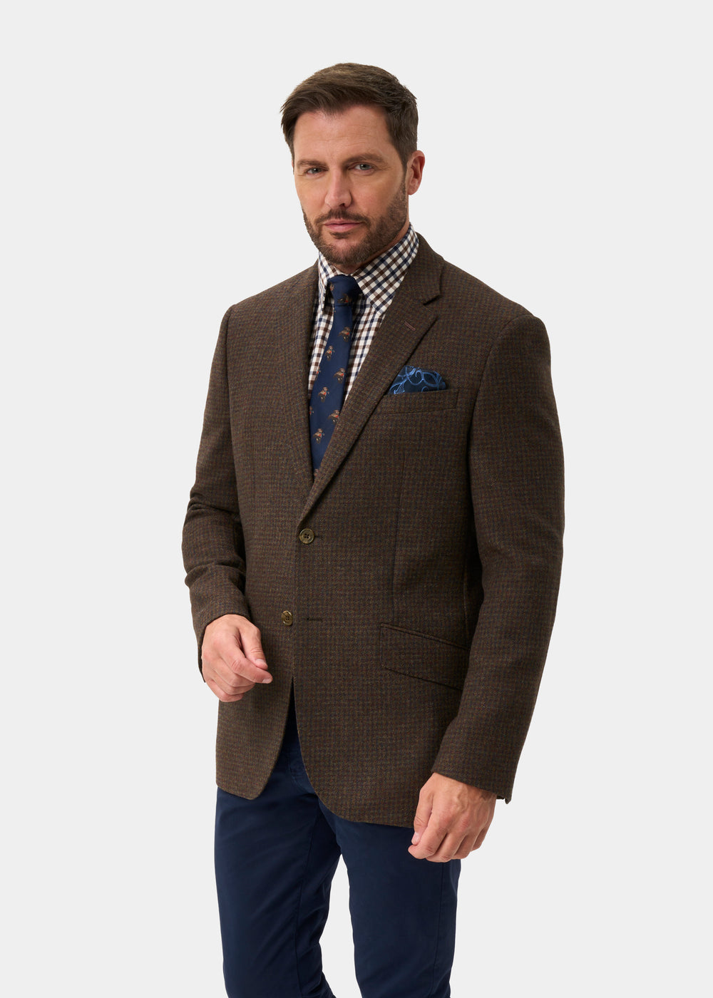 Surrey Men's Tweed Water Repellent Lined Blazer in Bramble  -  Regular Fit