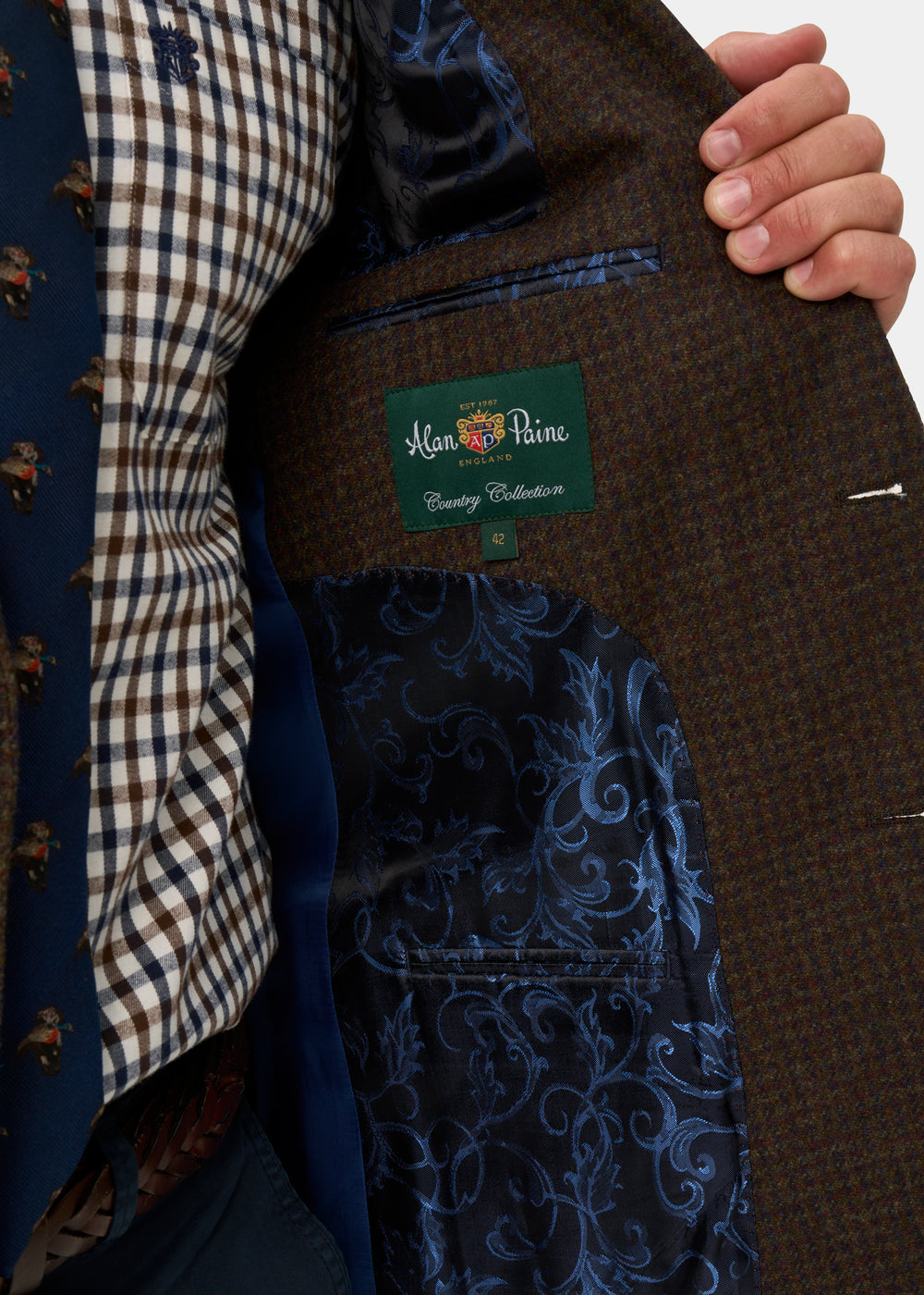 Surrey Men's Tweed Water Repellent Lined Blazer in Bramble  -  Regular Fit