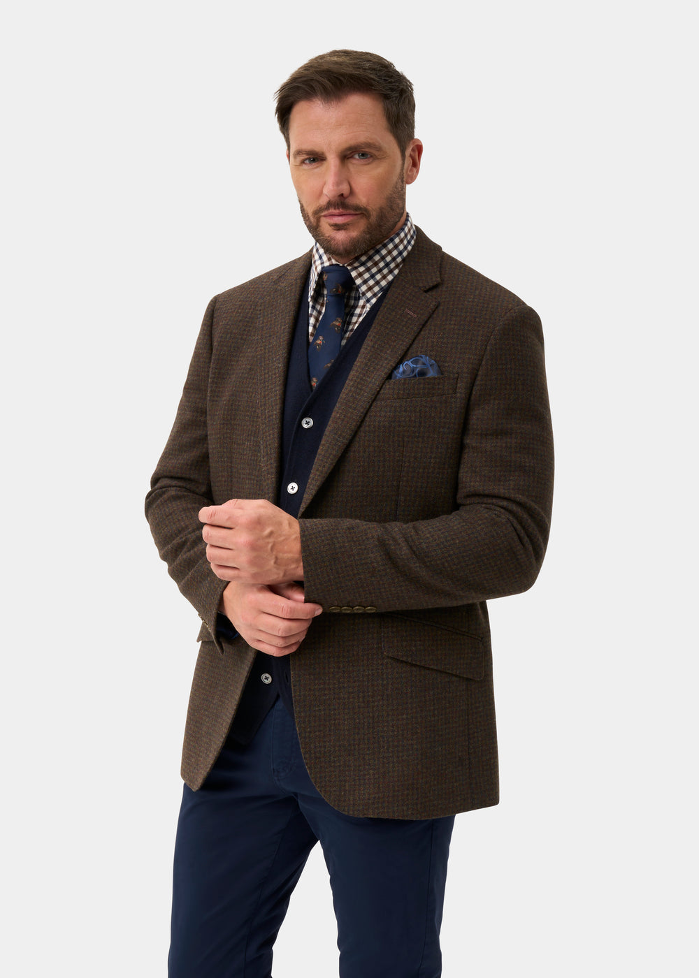 Surrey Men's Tweed Water Repellent Lined Blazer in Bramble  -  Regular Fit