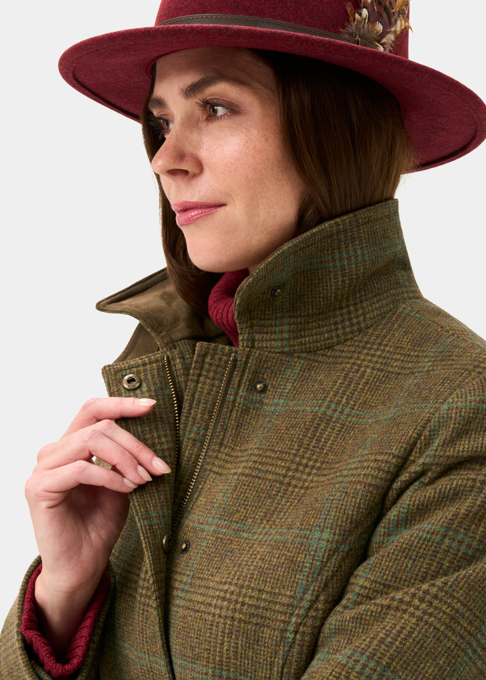 Surrey Ladies Tweed Water Repellent Coat in Marsh  -  Regular Fit