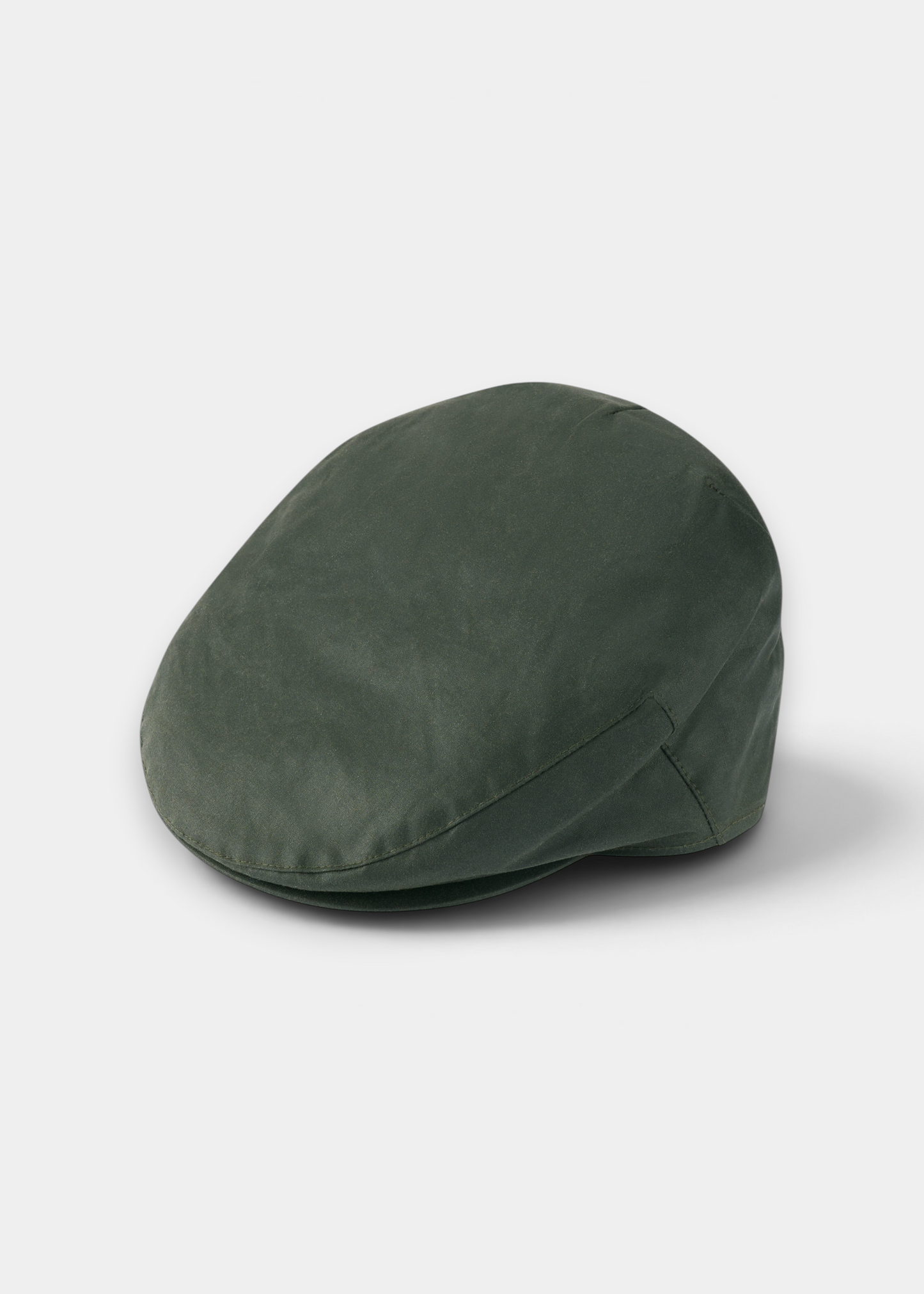 Alan Paine Salcombe men's olive green waxed cotton flat cap with a water-repellent finish for outdoor wear.