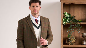 Sandridge Cable Knit Cricket Jumper In Ecru & AP Green