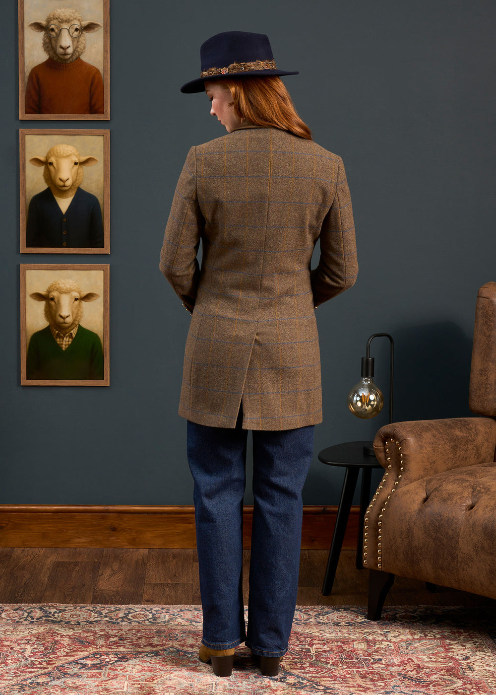 Surrey Ladies Mid-Thigh Tweed Coat In Seabrook