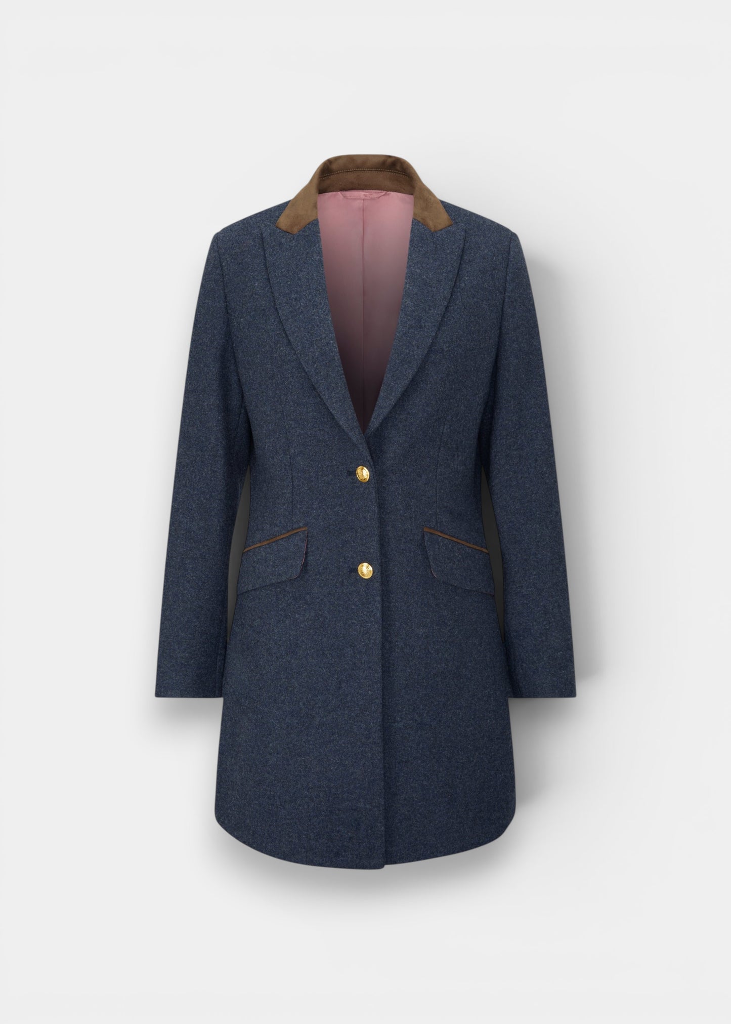 Surrey Ladies Tweed Water Repellent Mid-Thigh Coat in Blue  -  Regular Fit