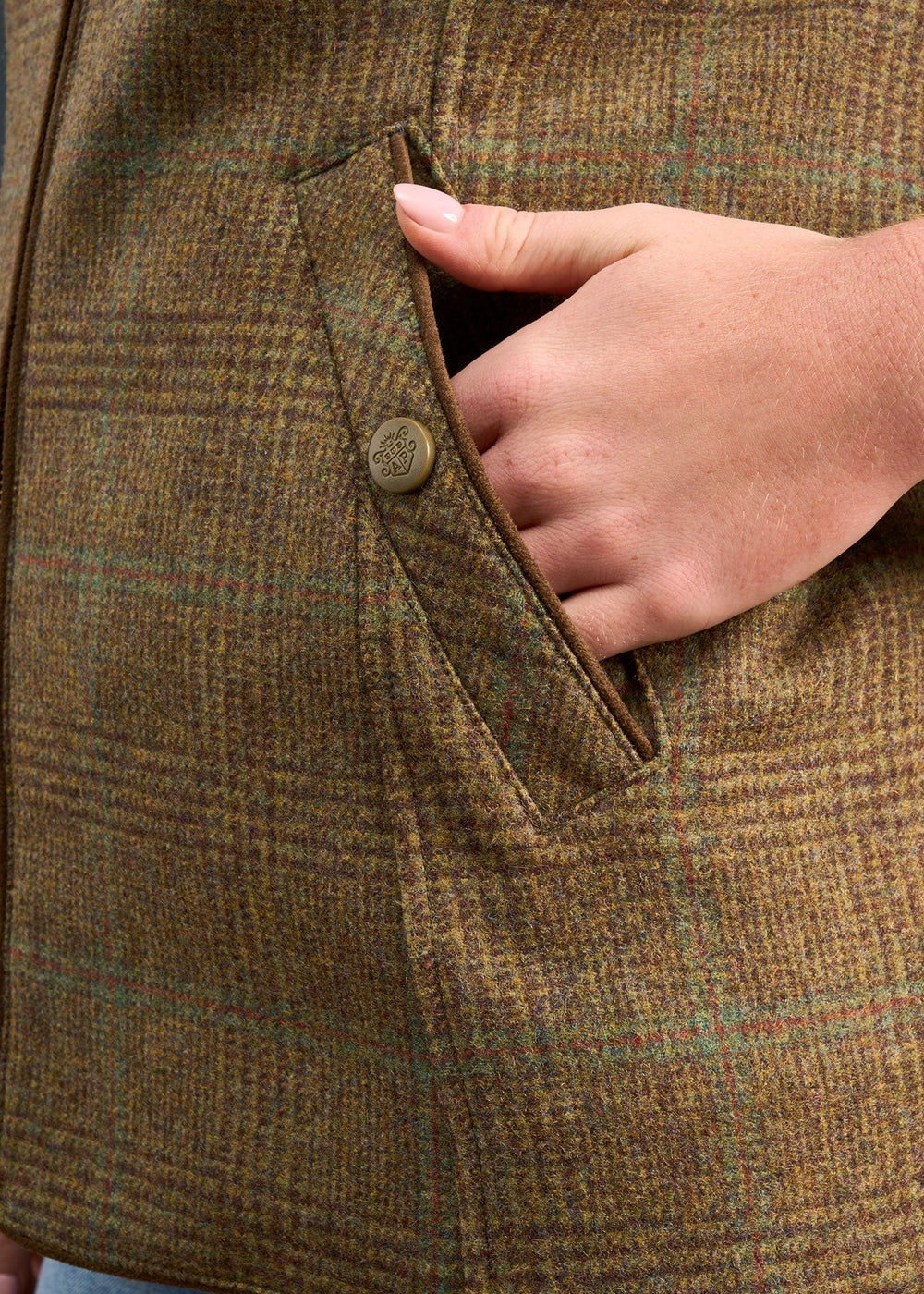 Surrey Ladies Tweed Gilet In Marsh