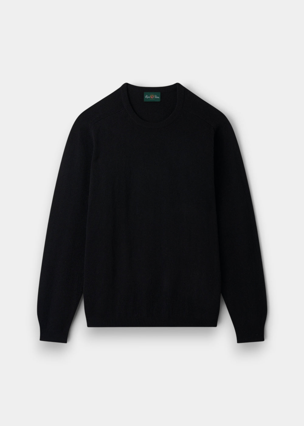 Alan Paine Dorset men's black crew neck jumper in soft lambswool with a classic fit and saddle shoulder detailing.