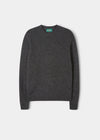 Alan Paine Kinnadie charcoal grey crew neck jumper in supersoft Shetland and lambswool blend with ribbed cuffs