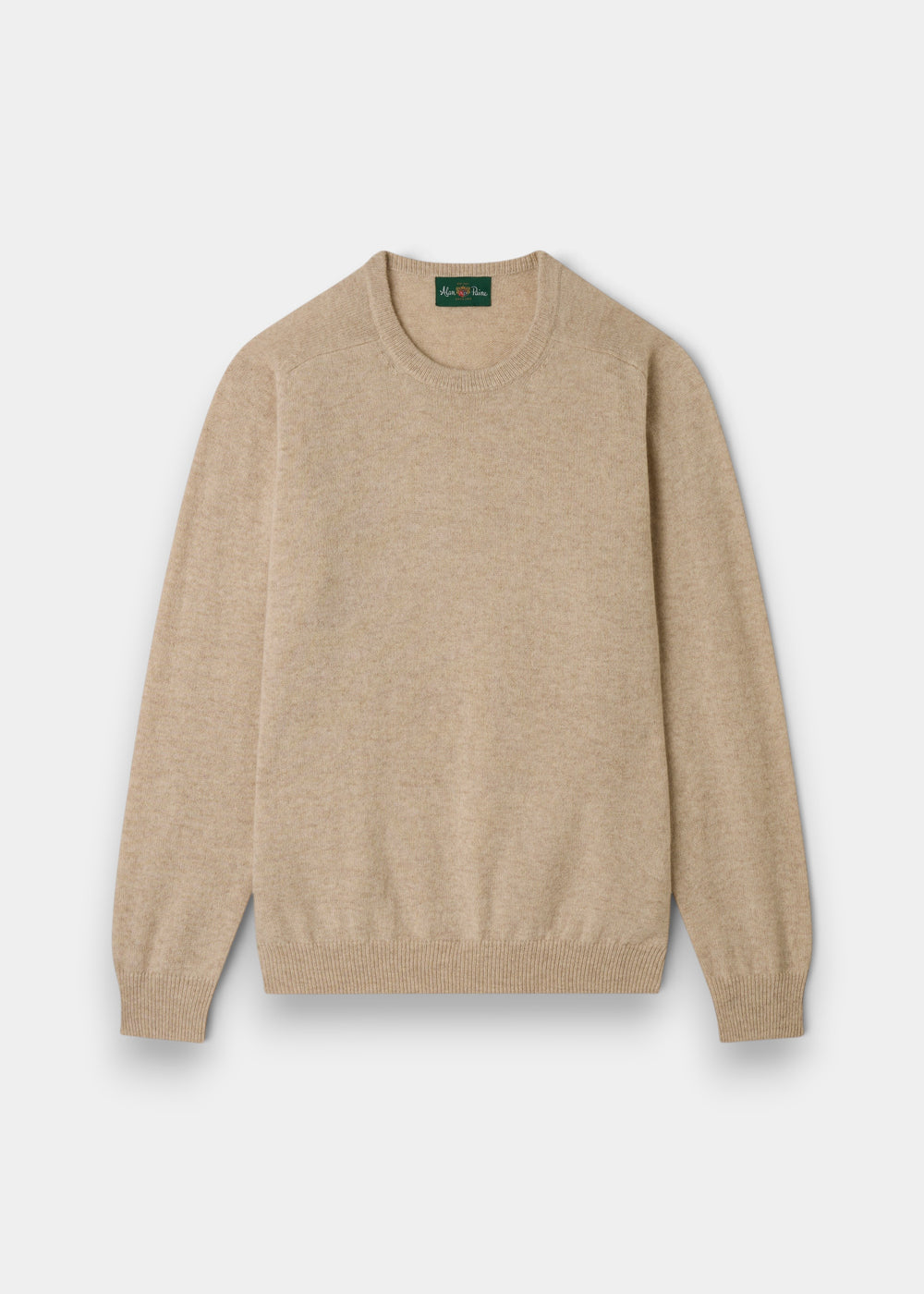 Dorset Lambswool Crew Neck Jumper in Linen, classic fit, long sleeves, laid flat on a plain white background.