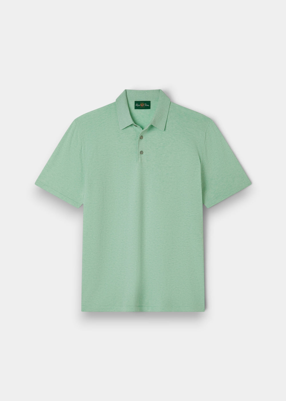 Alan Paine men's grass green luxury polo shirt in a soft pima cotton, silk, and cashmere knit blend.