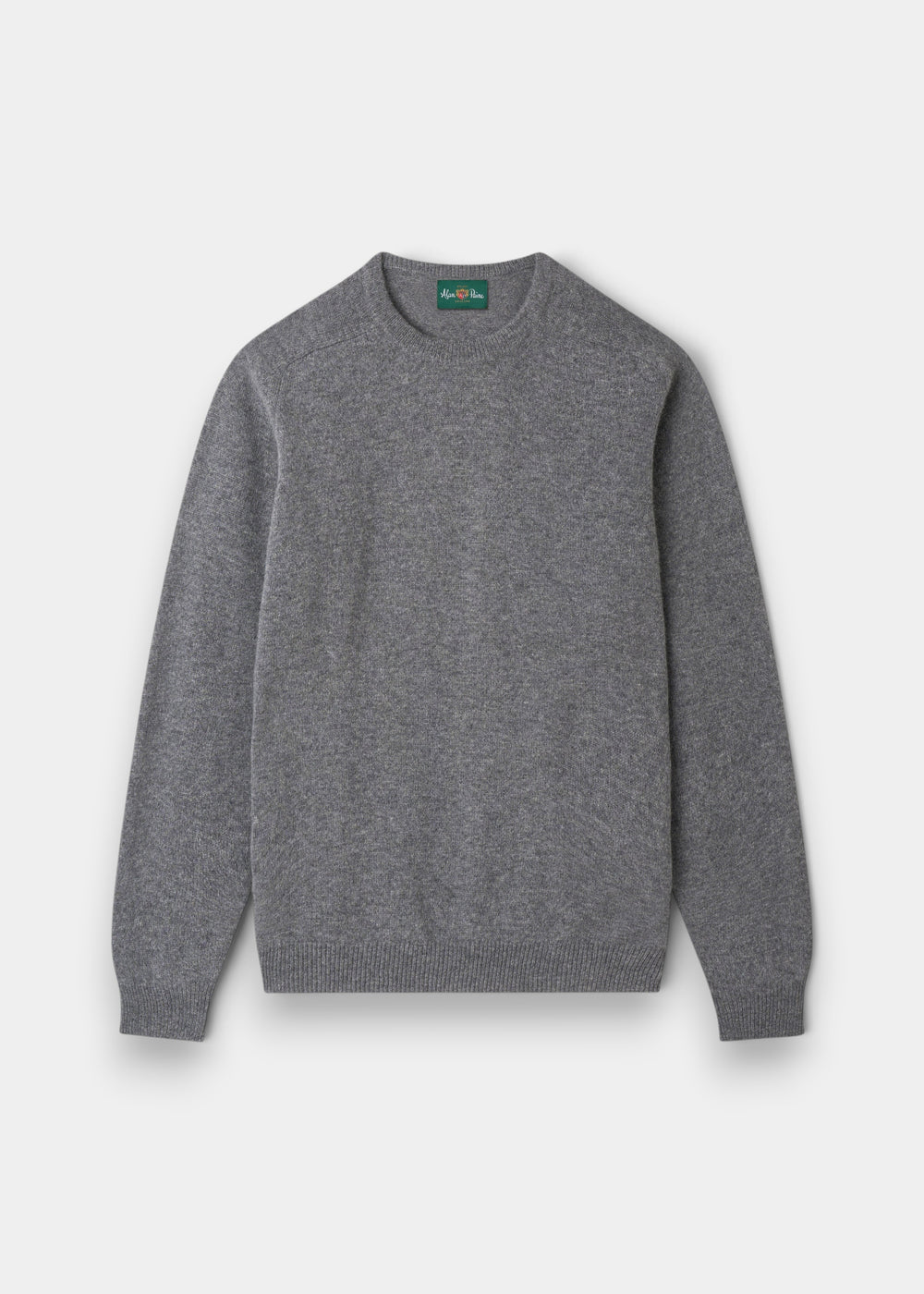 Alan Paine Lenzie men's crew neck jumper in grey mix lambswool with ribbed cuffs and hem in a regular fit.