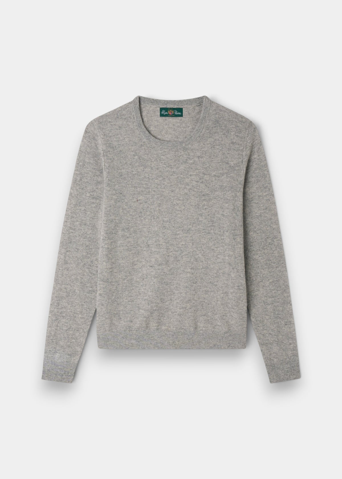 Ivy Wool & Cashmere Crew Neck Jumper in Husky—light gray women’s knitwear, long sleeves, laid flat on white.