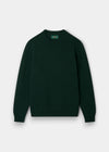 Alan Paine Kinnadie dark green crew neck Shetland wool jumper in a regular fit with long sleeves.