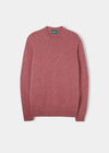 Alan Paine Kinnadie red clover crew neck jumper in supersoft Shetland and lambswool blend with regular fit