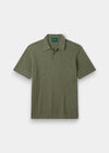 Alan Paine Portmellon men's landscape green polo shirt in 100% high twist cotton with baby cable knit detailing.