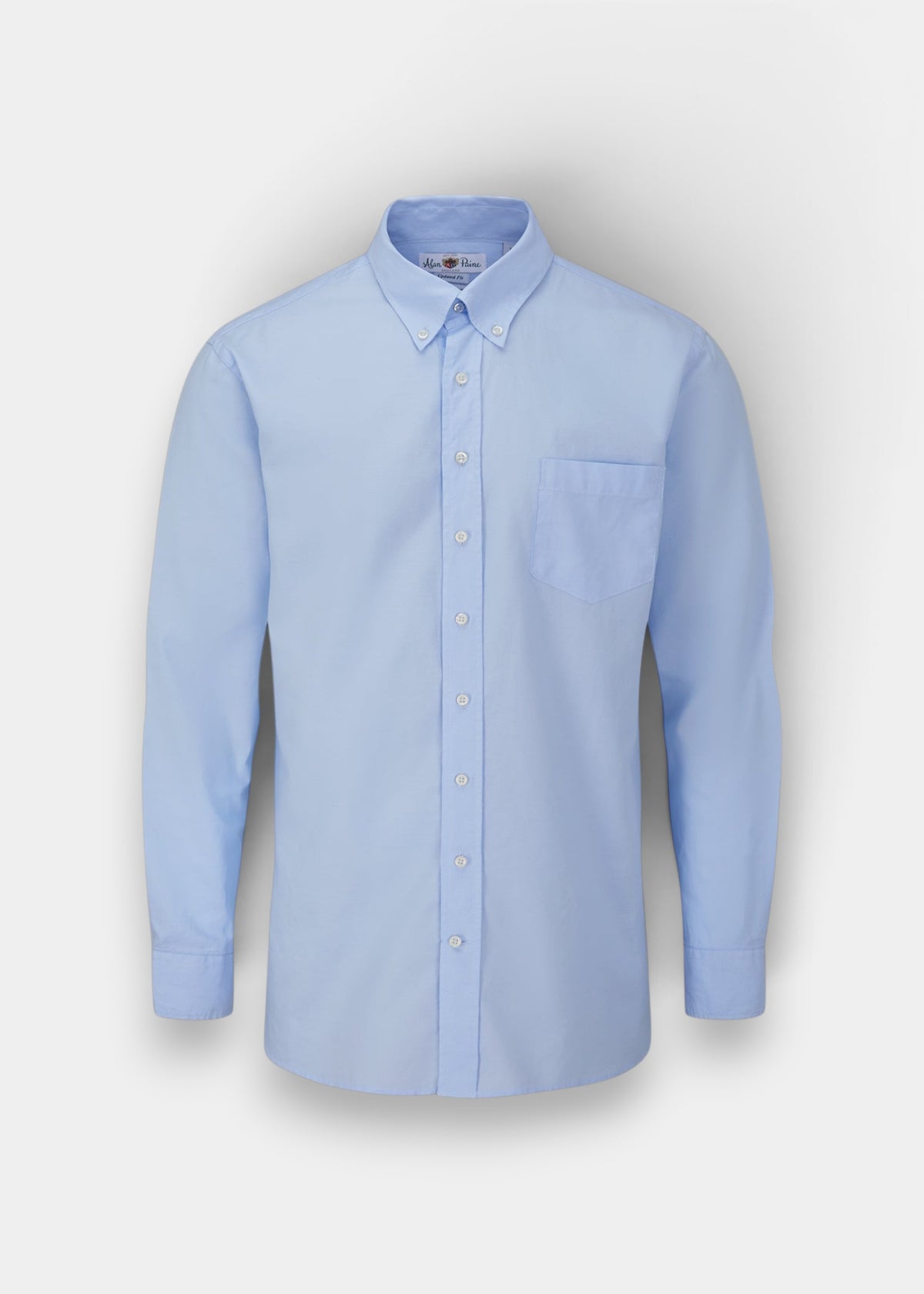 Alan Paine men's regular fit light blue button-down shirt made from breathable cotton with a chest pocket
