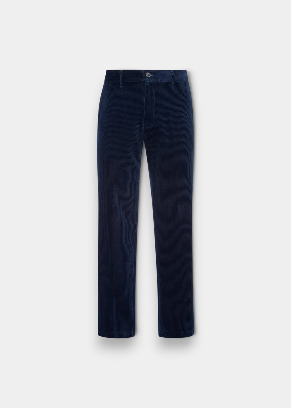 Alan Paine men's navy blue cotton corduroy trousers with a button fly and classic straight leg fit.