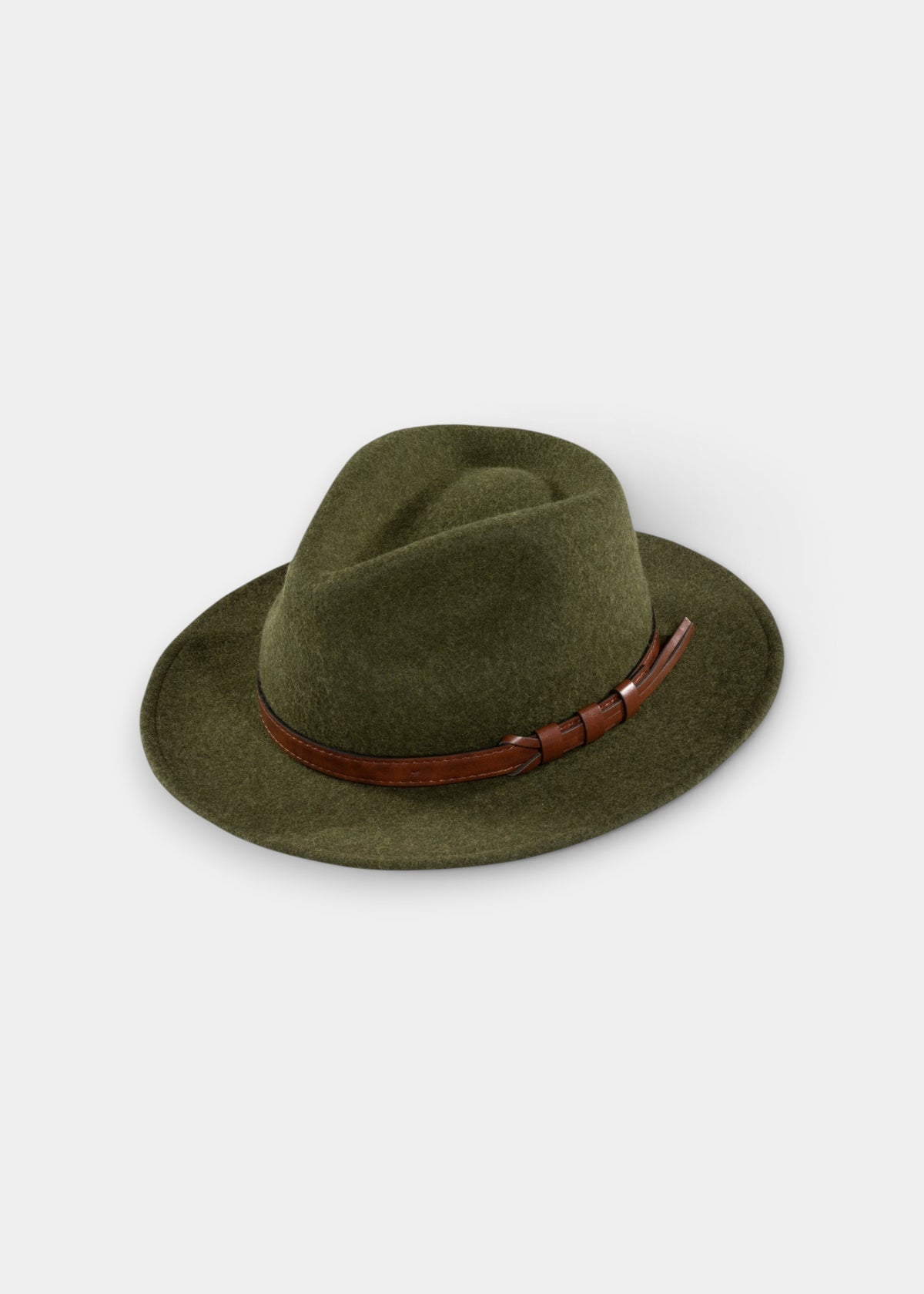 Alan Paine Richmond men's olive wool felt hat with a decorative brown leather band