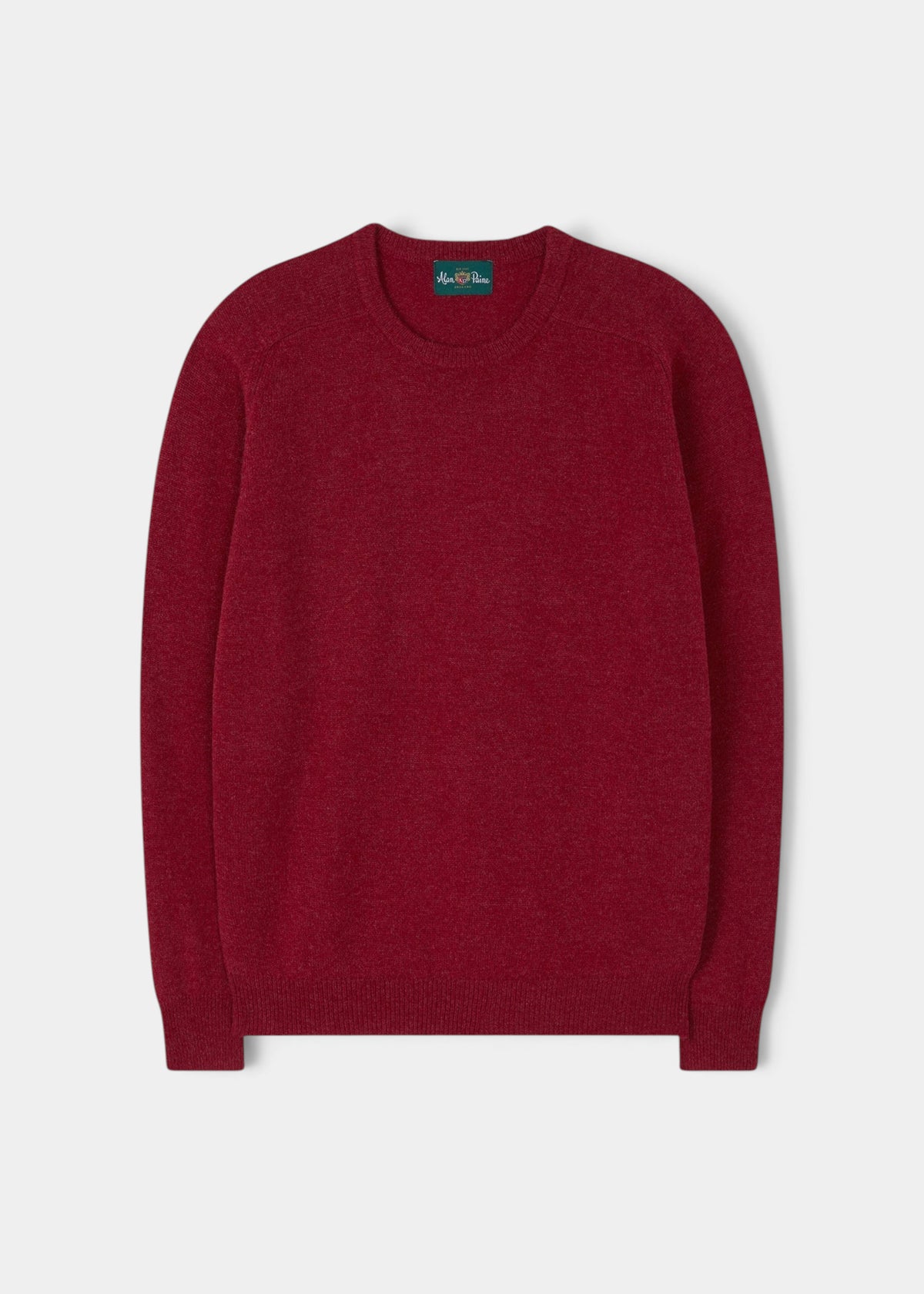 Alan Paine Lenzie men's crew neck jumper in poppy red, crafted from soft 100% lambswool with a regular fit.