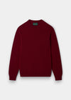 Alan Paine Kinnadie supersoft Shetland wool crew neck jumper in a deep Venetian red regular fit