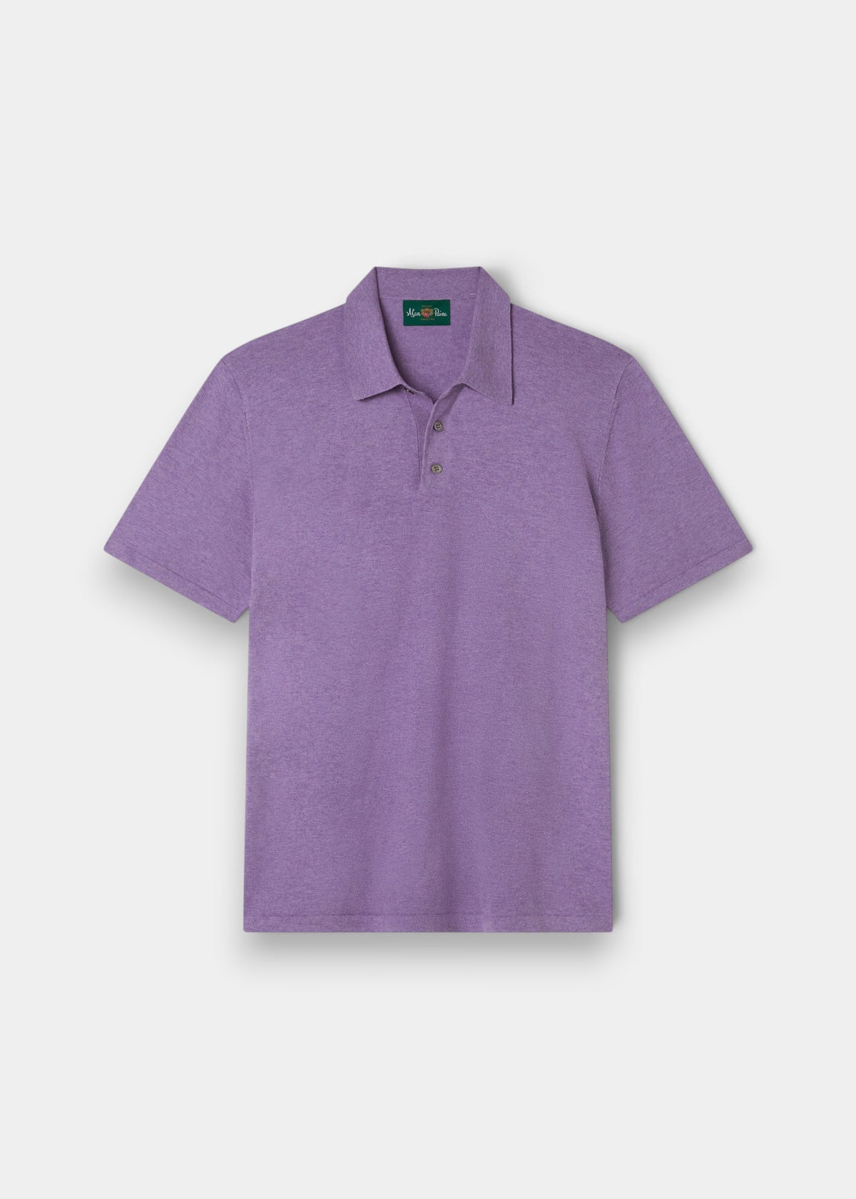 Alan Paine men's luxury polo shirt in water lilly purple, crafted from a soft pima cotton, silk, and cashmere blend.