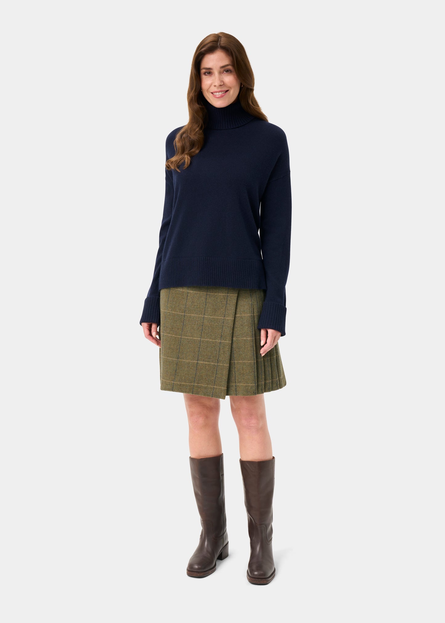 Alexa Ladies Wool and Cashmere Roll Neck In Dark Navy