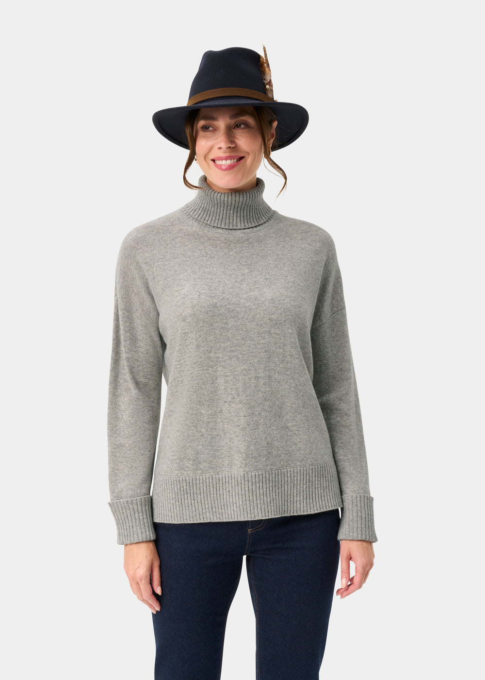 Alexa Ladies Wool and Cashmere Roll Neck In Husky