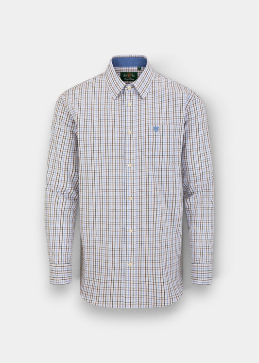 Aylesbury Men's Green and Brown Check Shirt - Regular Fit