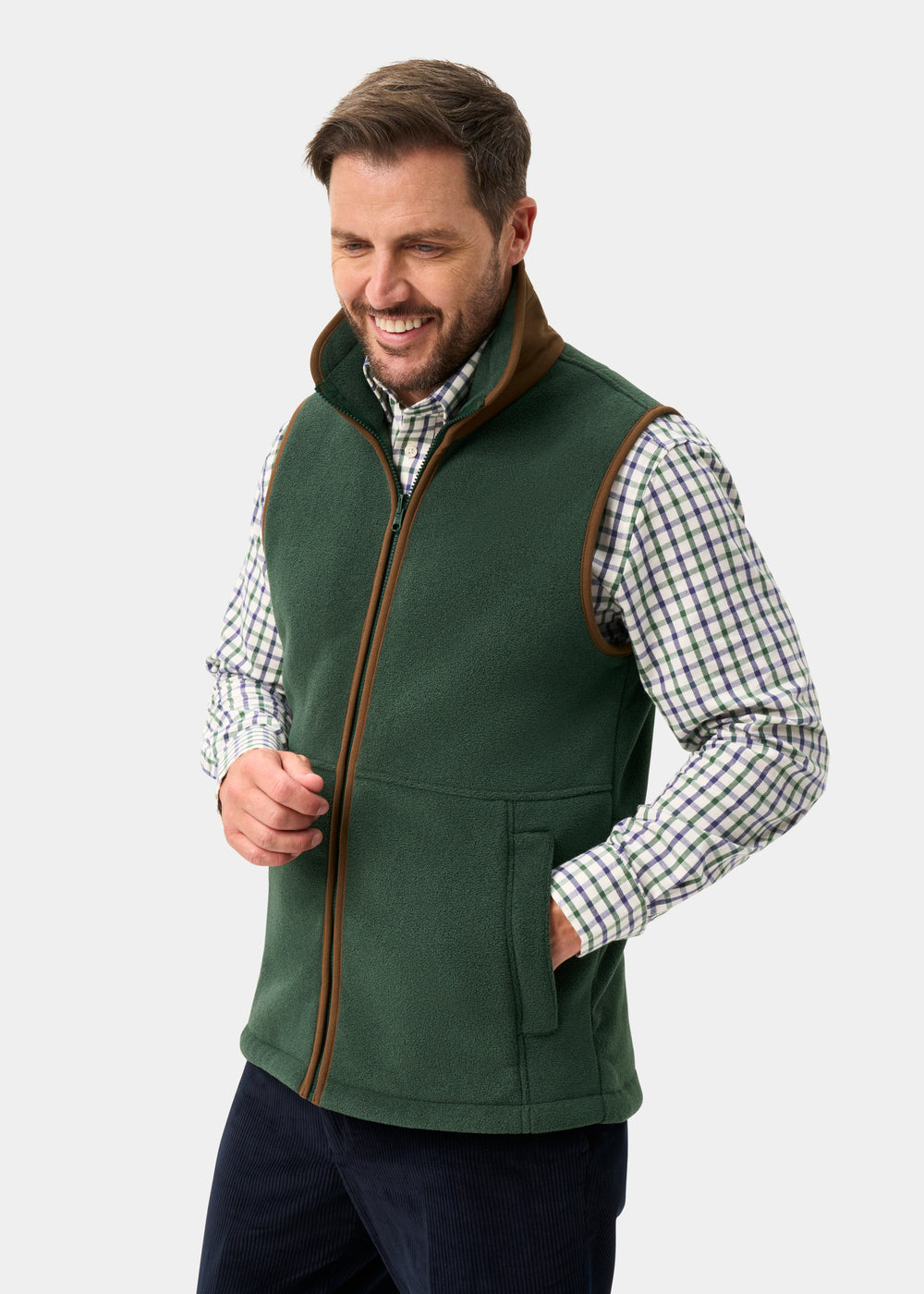 Aylsham Men's Fleece Gilet In Evergreen - Regular Fit