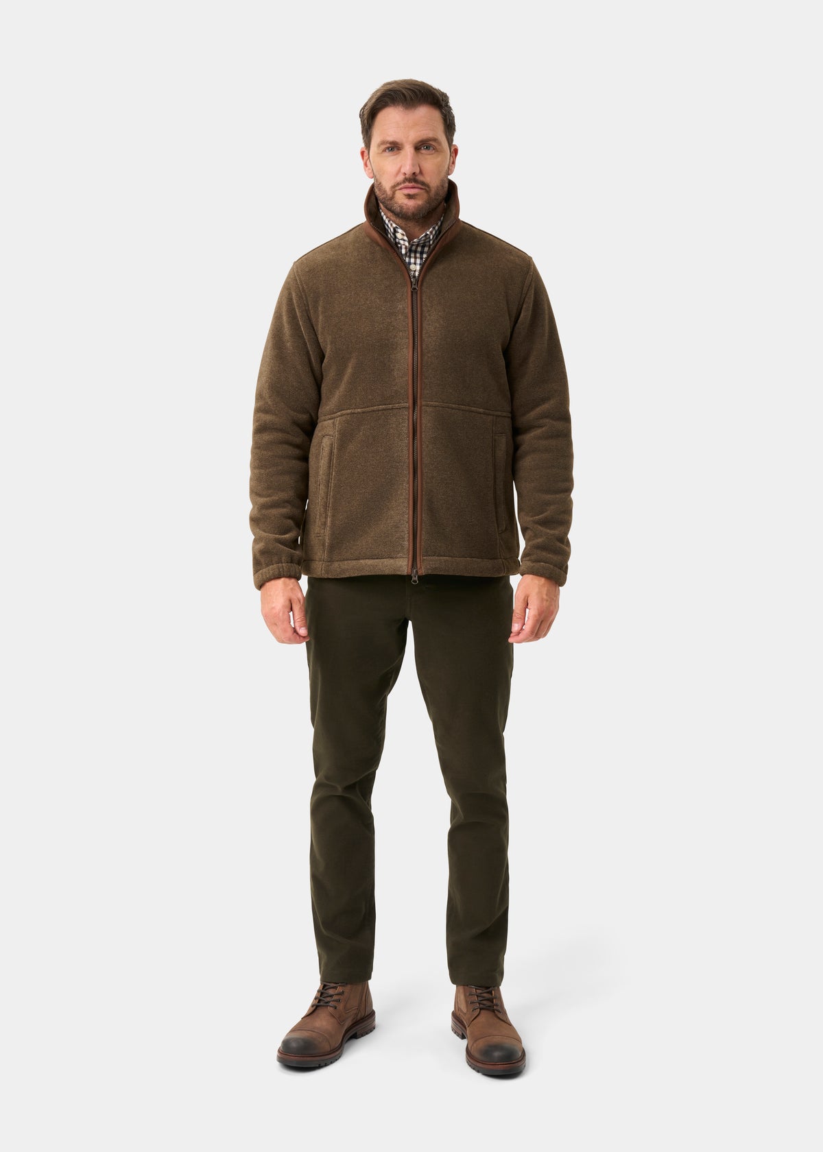 Aylsham Men's Fleece Jacket In Pecan - Regular Fit