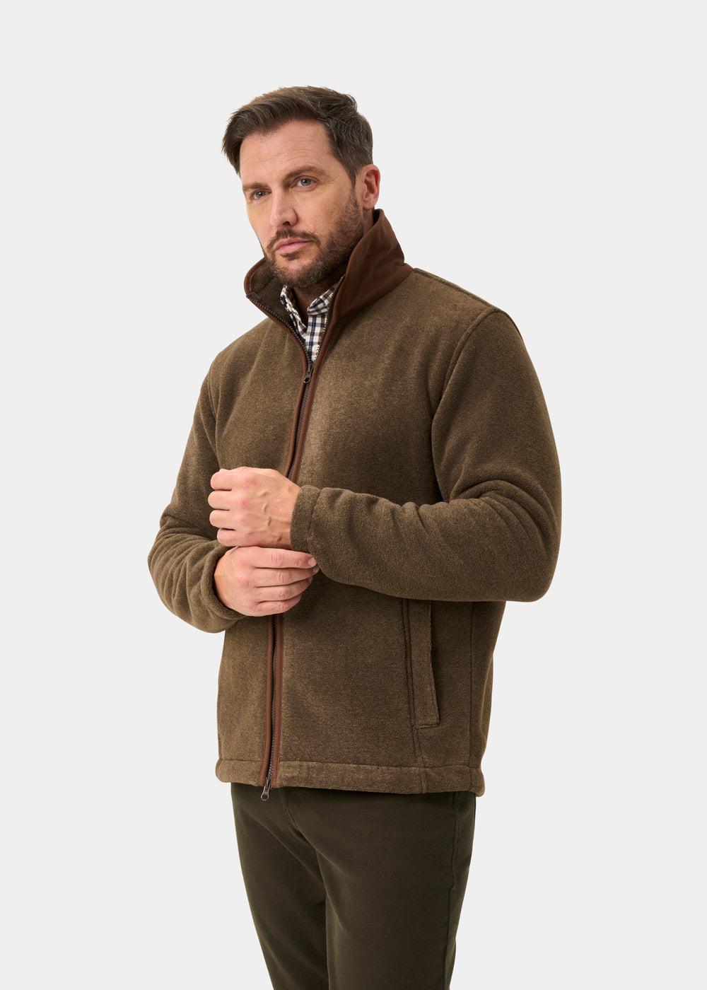 Aylsham Men's Fleece Jacket In Pecan - Regular Fit