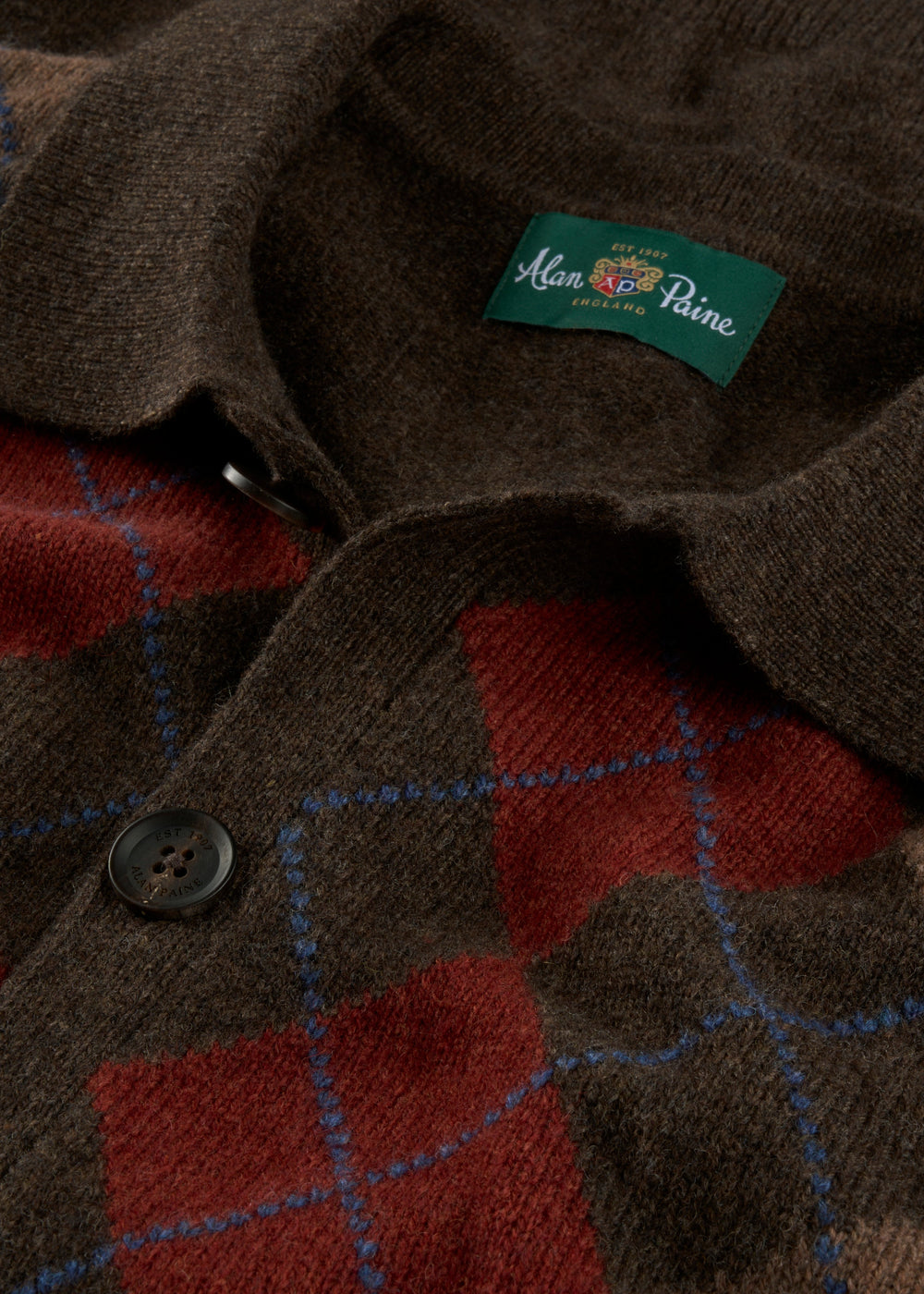 Men;s Lambswool Argyle Front Shirt in Cocoa