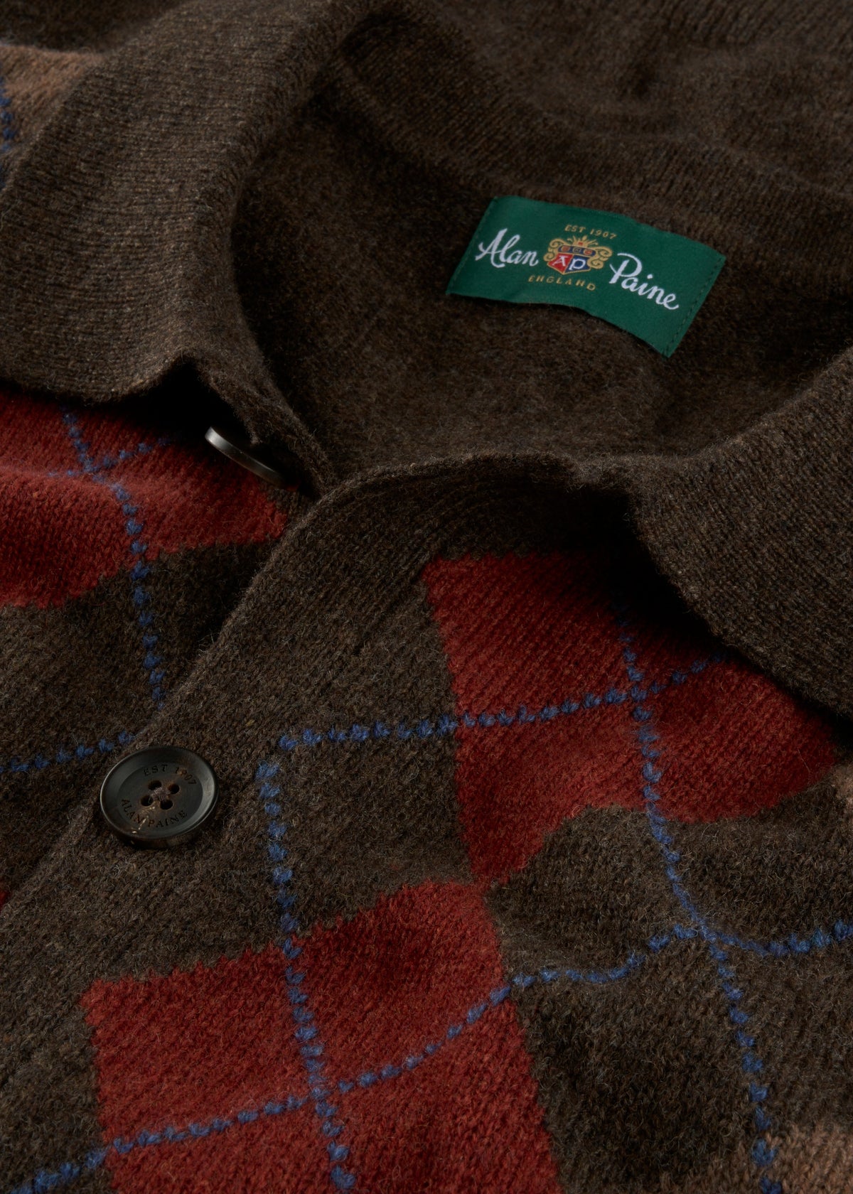 Men;s Lambswool Argyle Front Shirt in Cocoa