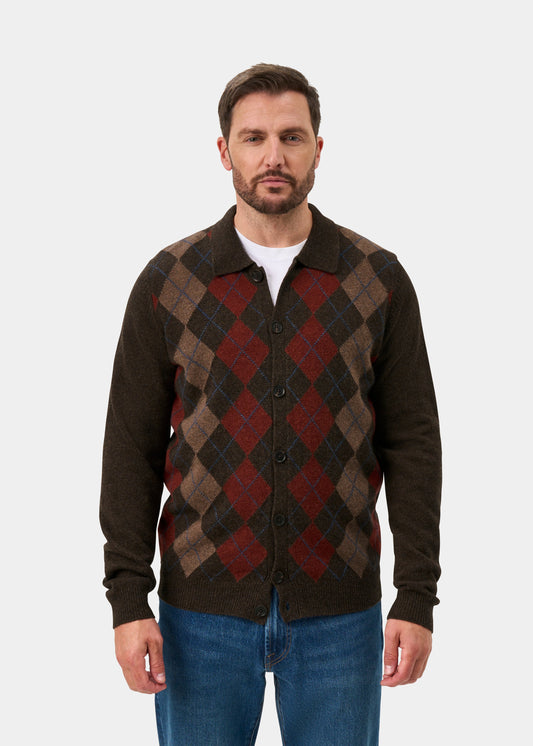Buckton Lambswool Argyle Front Shirt In Cocoa - Regular Fit