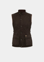 Felwell Quilted Barn Gilet In Olive - Normal Fit