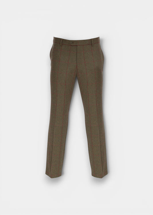 Combrook Men's Tweed Water Repellent Trousers in Sage  -  Regular Fit