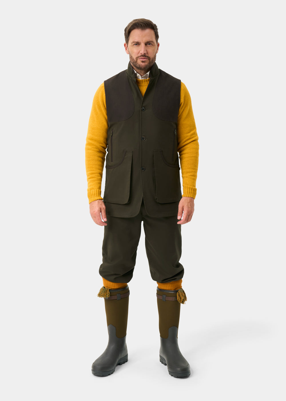 Dunswell Men's Water Repellent Gilet In Olive - Regular Fit
