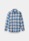 Fleetwood Men's Blue and Yellow Check Linen Shirt - Classic Fit