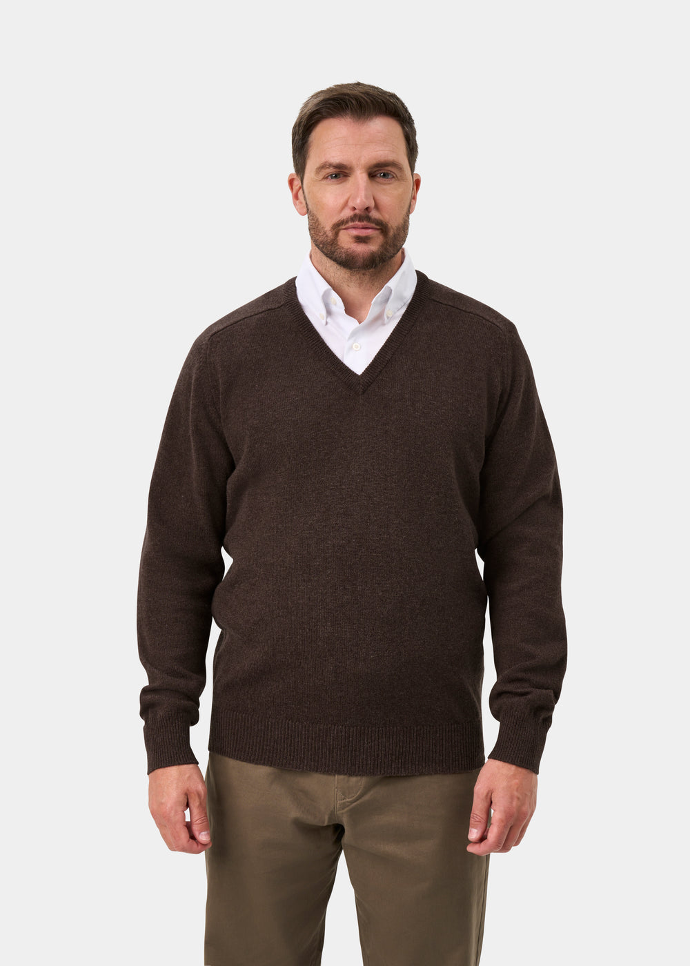 Hampshire Lambswool Jumper in Mocha - Classic Fit
