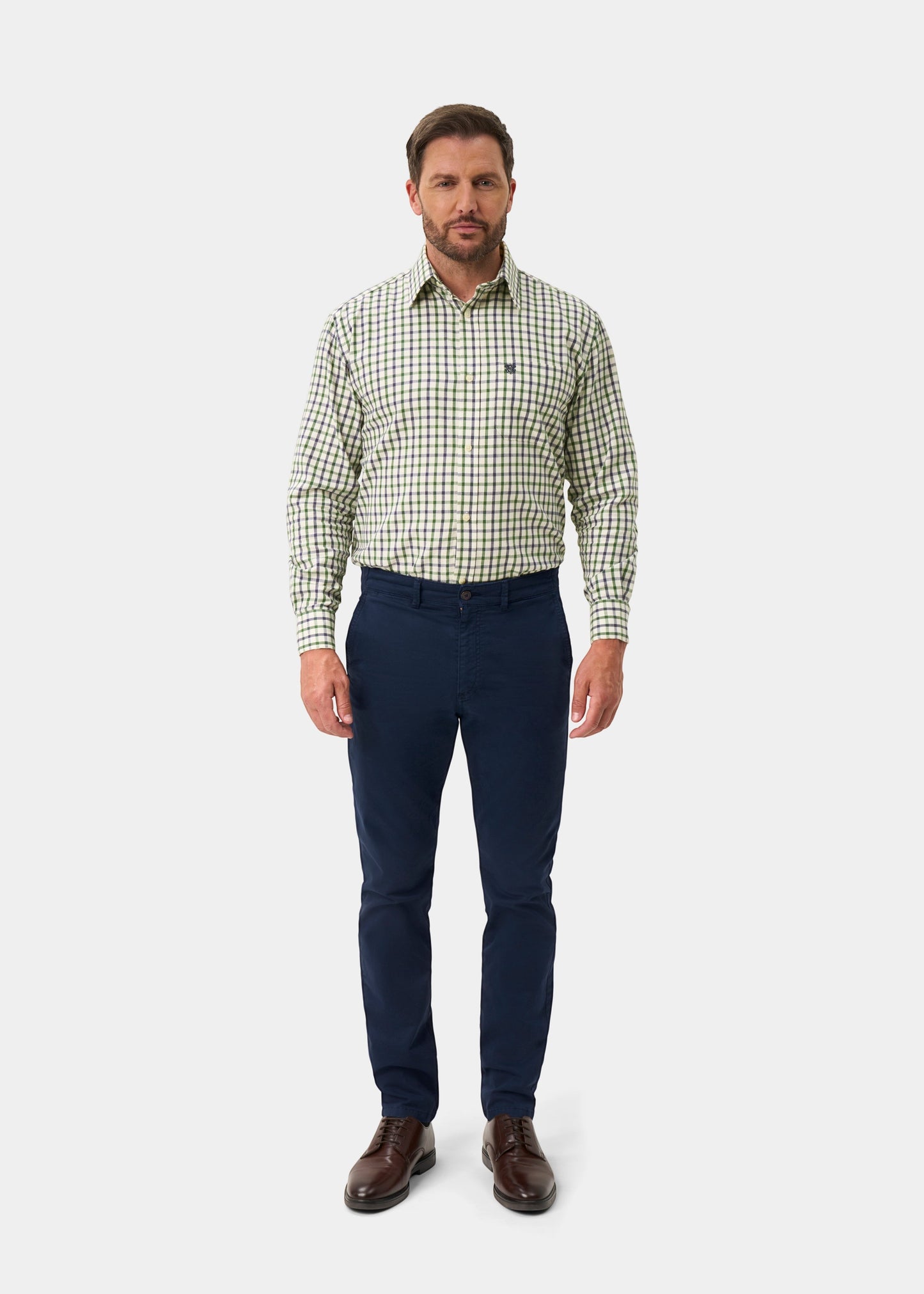 Ilkley Men's Blue and Green Country Check Shirt - Shooting Fit